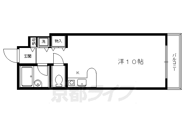 ヴィラ荒神口(ワンルーム/3階)の間取り写真
