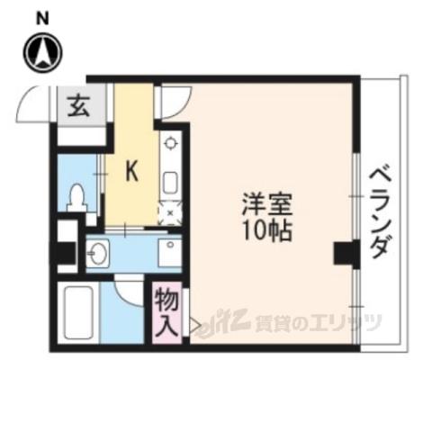 シェルブリュー西院(1K/2階)の間取り写真