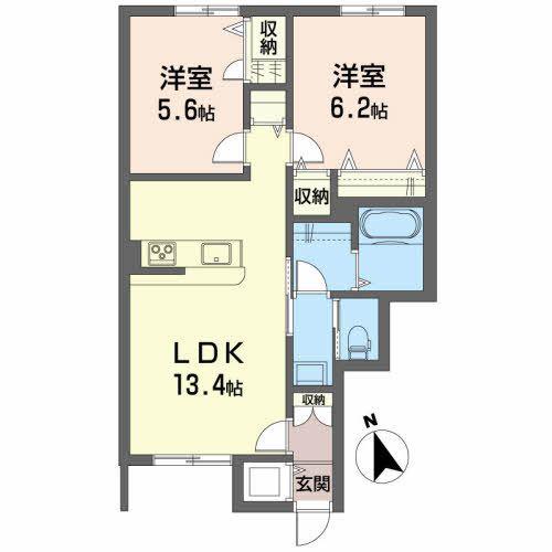 メゾンマストあら町(2LDK/1階)の間取り写真