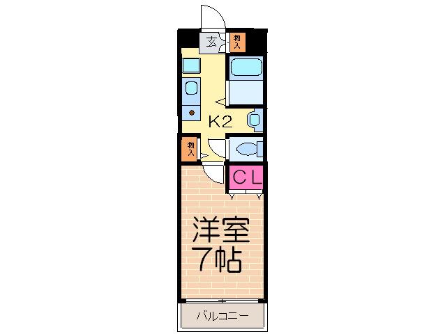 グランパレ(1K/4階)の間取り写真
