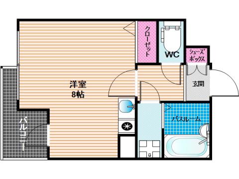 フレックス博多V(ワンルーム/4階)の間取り写真