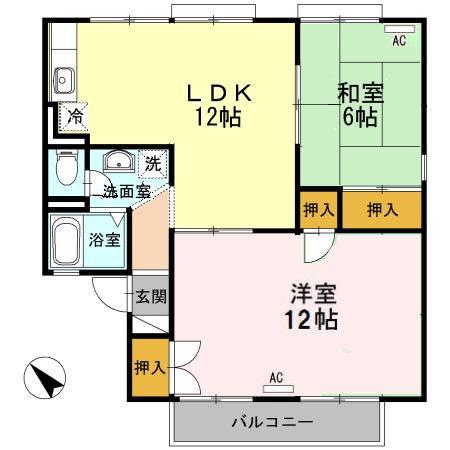 セジュール兵藤(2LDK/1階)の間取り写真