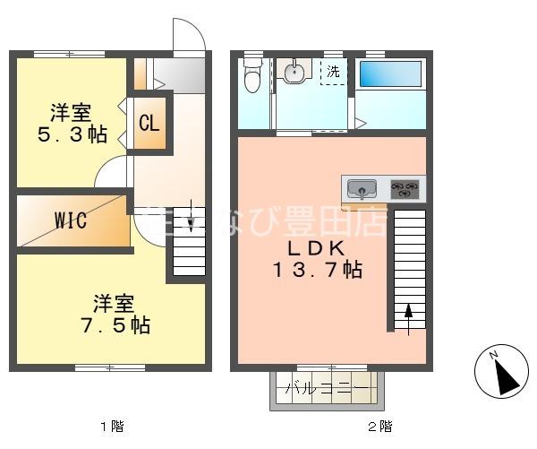 ベルフォーレ(2LDK/1階)の間取り写真