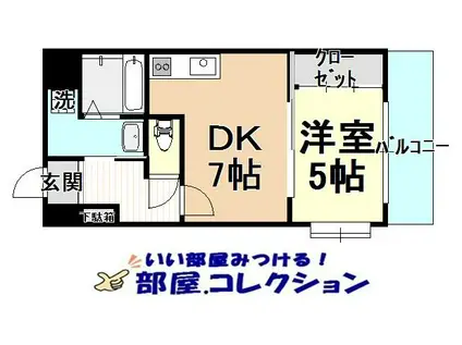 ウイングスミュゼ(1DK/7階)の間取り写真