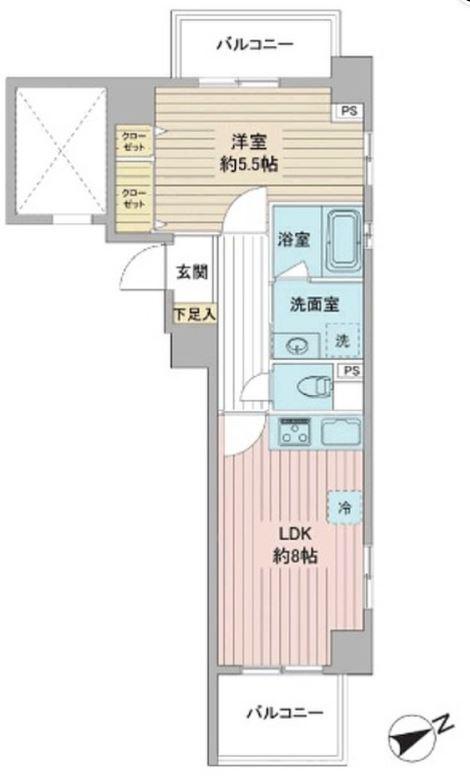 ライオンズプラザ東麻布(1LDK/7階)の間取り写真