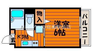 リバーサイド幸和(1K/3階)の間取り写真