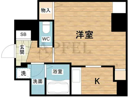 PARK HILLS 北堀江 LA MODA(1K/12階)の間取り写真