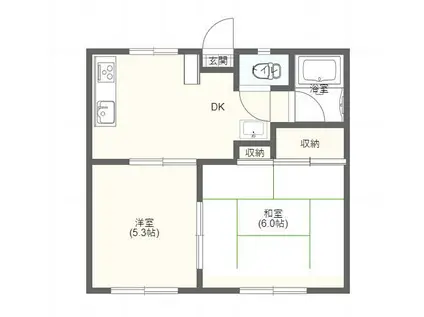 メゾンドゥ55(2DK/2階)の間取り写真