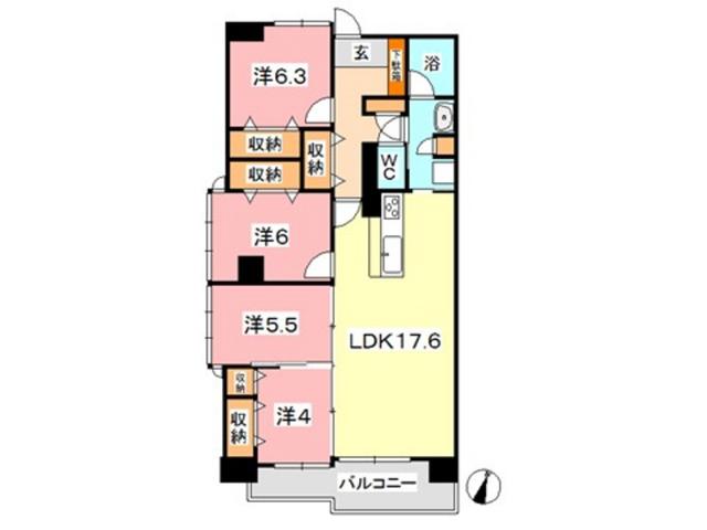 PIER倉敷(4LDK/3階)の間取り写真