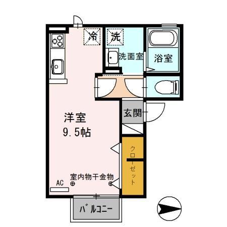 ラグーンM(ワンルーム/2階)の間取り写真