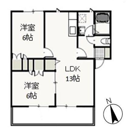 メゾン・タチバナC(2LDK/1階)の間取り写真
