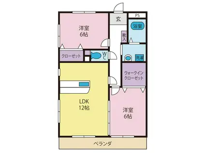 エトワールヴェルジェ(2LDK/2階)の間取り写真