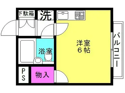 マンション クレール(ワンルーム/2階)の間取り写真