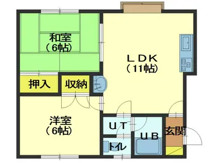 アーバン美原(2LDK/2階)の間取り写真