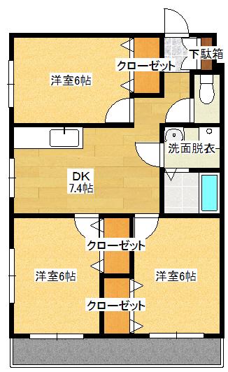 コスモビル(3DK/4階)の間取り写真
