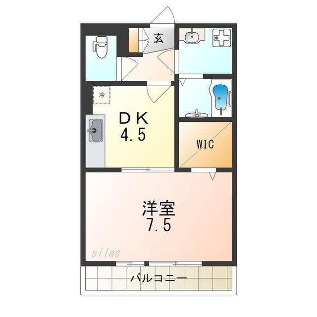 ブールヴァール(1DK/3階)の間取り写真