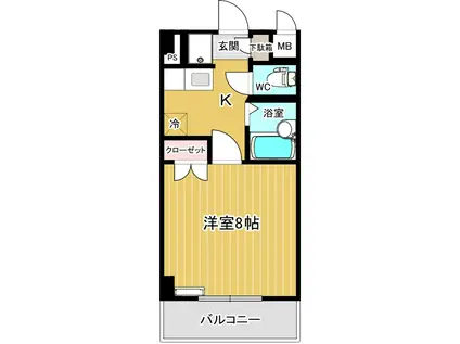 レジデンスひかり(1K/1階)の間取り写真