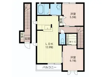 ルミエール B(2LDK/2階)の間取り写真