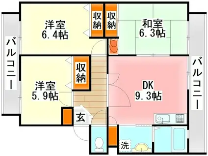 プレジールマンション(3DK/3階)の間取り写真