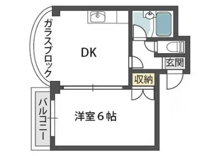 ドムール芦屋(1DK/3階)の間取り写真