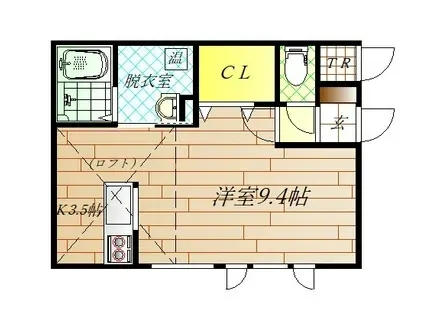 RADIA(1K/2階)の間取り写真