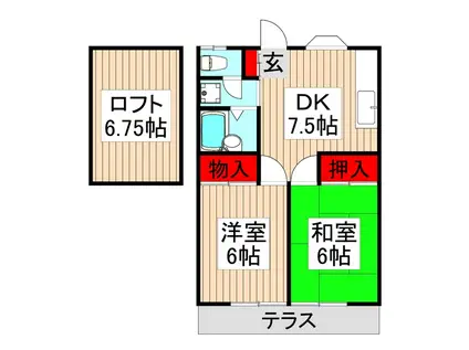 グレースハウス(2DK/1階)の間取り写真