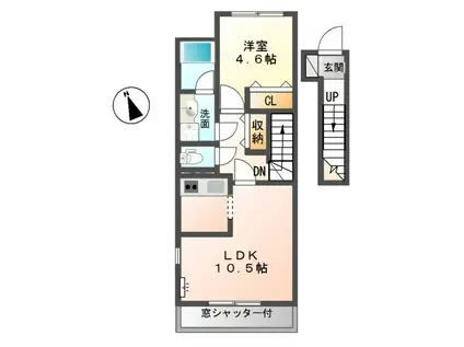 ヴェルジェI(1LDK/2階)の間取り写真