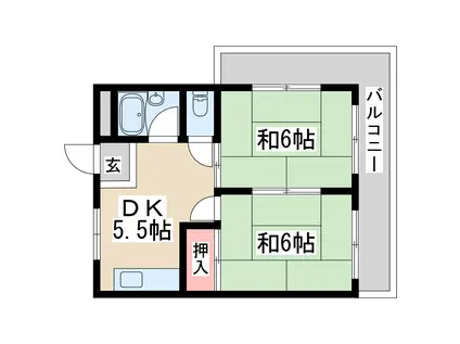ガルボ淡路(2DK/1階)の間取り写真