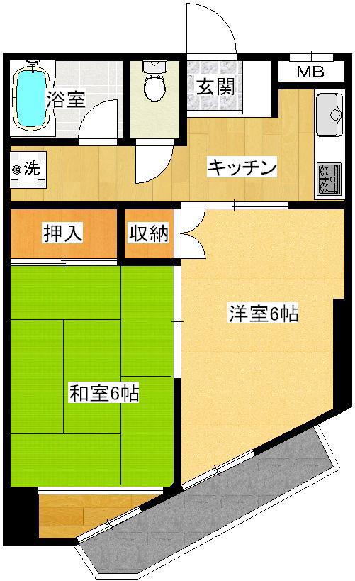 双秀ビル(2K/5階)の間取り写真