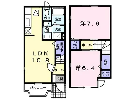 花メゾンA棟(2LDK/1階)の間取り写真