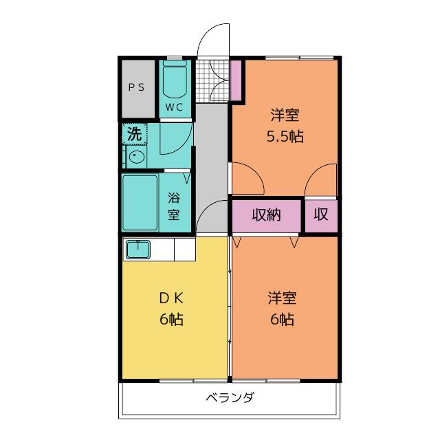 野田ハイツ(2DK/3階)の間取り写真
