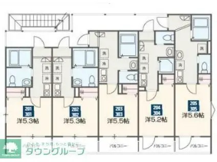 高座渋谷ヒルズ(1K/3階)の間取り写真