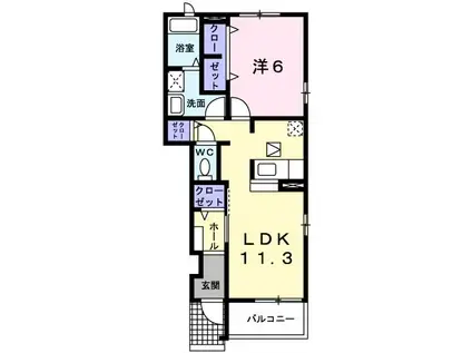 グレイス ヒルIII(1LDK/1階)の間取り写真