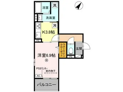 RIPOSO東加古川 I(1K/2階)の間取り写真