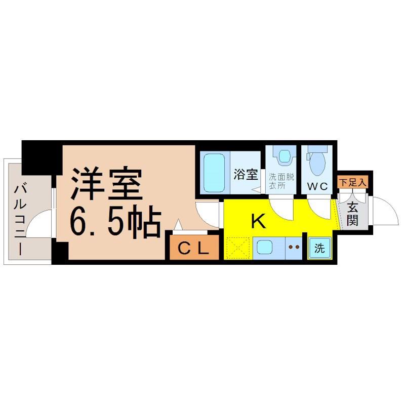 メイクス矢場町II(1K/8階)の間取り写真