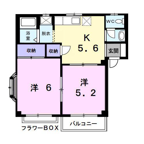 イマージュI(2K/1階)の間取り写真
