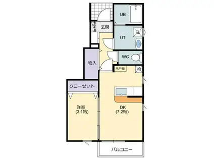 フルハウスII(1DK/1階)の間取り写真