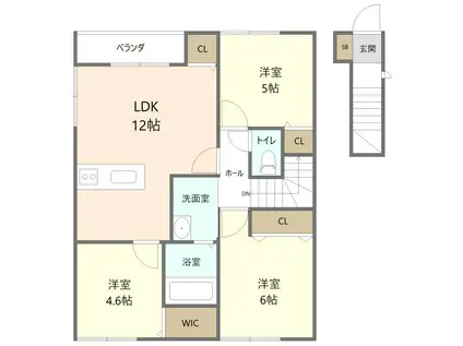 イーストブルー(3LDK/2階)の間取り写真