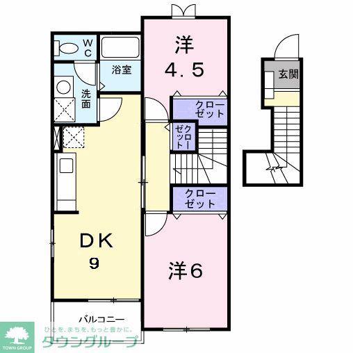 アヴニール(2DK/2階)の間取り写真
