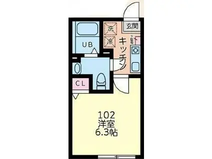 カサ・ソラールさがみ野(1K/2階)の間取り写真