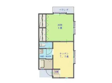 レイグランデ B棟(1DK/2階)の間取り写真