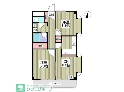 ヌ-ベルハイムマルシオ(2DK/4階)の間取り写真