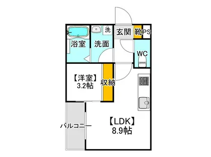 REGALEST 下伊福本町IV(1LDK/2階)の間取り写真