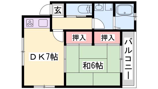 Jシープレス寺前(1DK/1階)の間取り写真