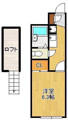ハイツみらい(1K/2階)の間取り写真