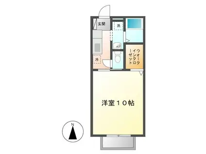 ウェル上加茂(1K/2階)の間取り写真