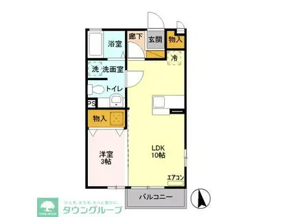 ホワイトミーティア A棟(1LDK/1階)の間取り写真