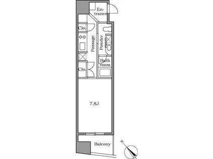 レジディア恵比寿II(1K/2階)の間取り写真
