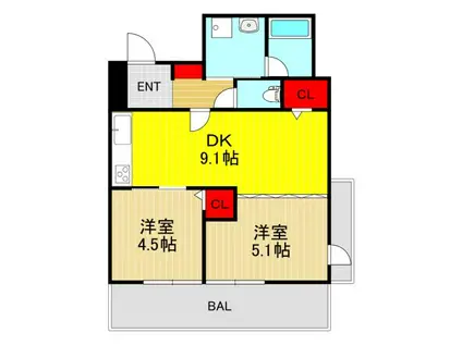 AUBERGE NAMIKI(2DK/3階)の間取り写真