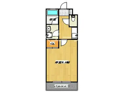 ゴールデンヒルズ(1K/3階)の間取り写真